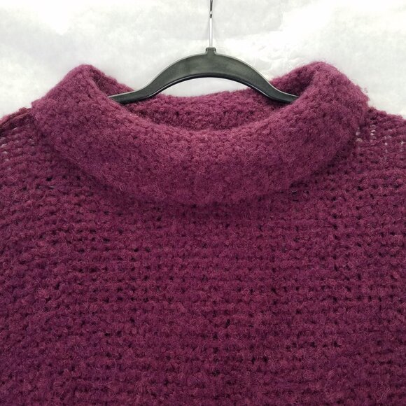 Free People She's All That Alpaca Sweater M Purple Oversized Chunky Open Knit - Picture 3 of 14